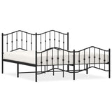 Metal Bed Frame without Mattress with Footboard?Black 183x203 cm King