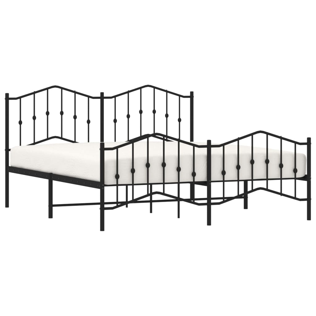 Metal Bed Frame without Mattress with Footboard?Black 183x203 cm King