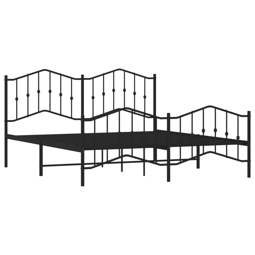 Metal Bed Frame without Mattress with Footboard?Black 183x203 cm King