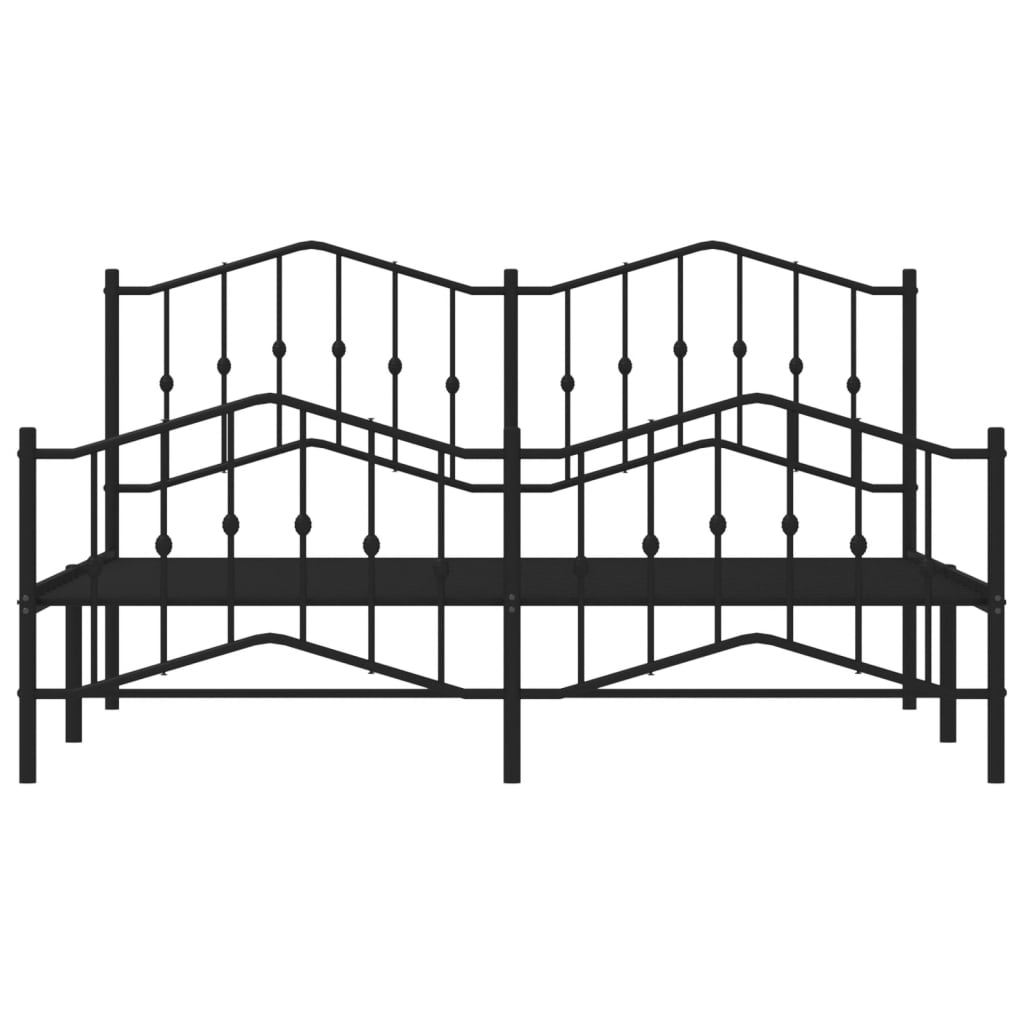 Metal Bed Frame without Mattress with Footboard?Black 183x203 cm King