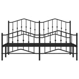 Metal Bed Frame without Mattress with Footboard?Black 183x203 cm King