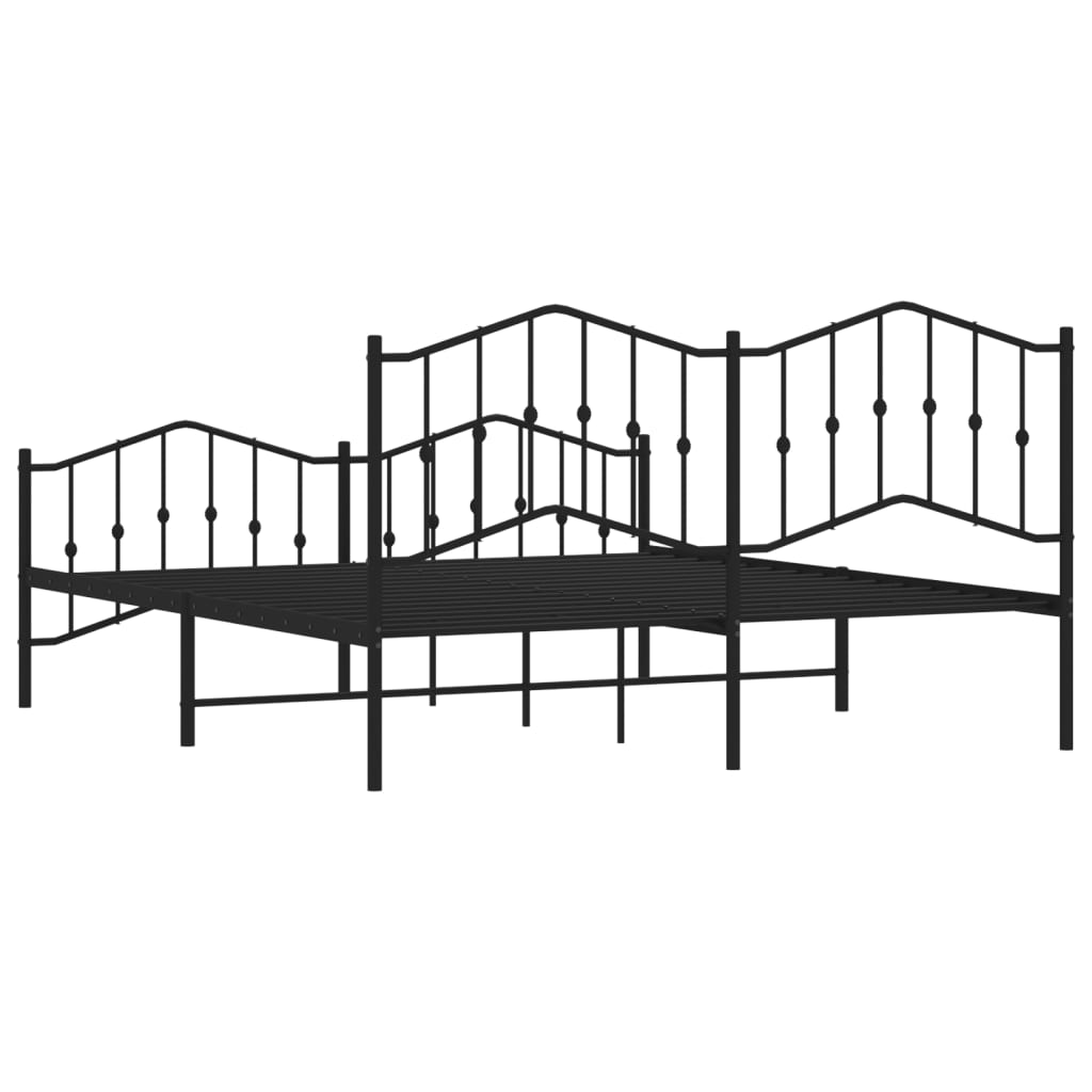 Metal Bed Frame without Mattress with Footboard?Black 183x203 cm King