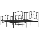 Metal Bed Frame without Mattress with Footboard?Black 183x203 cm King