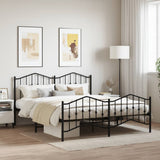 Metal Bed Frame without Mattress with Footboard?Black 183x203 cm King