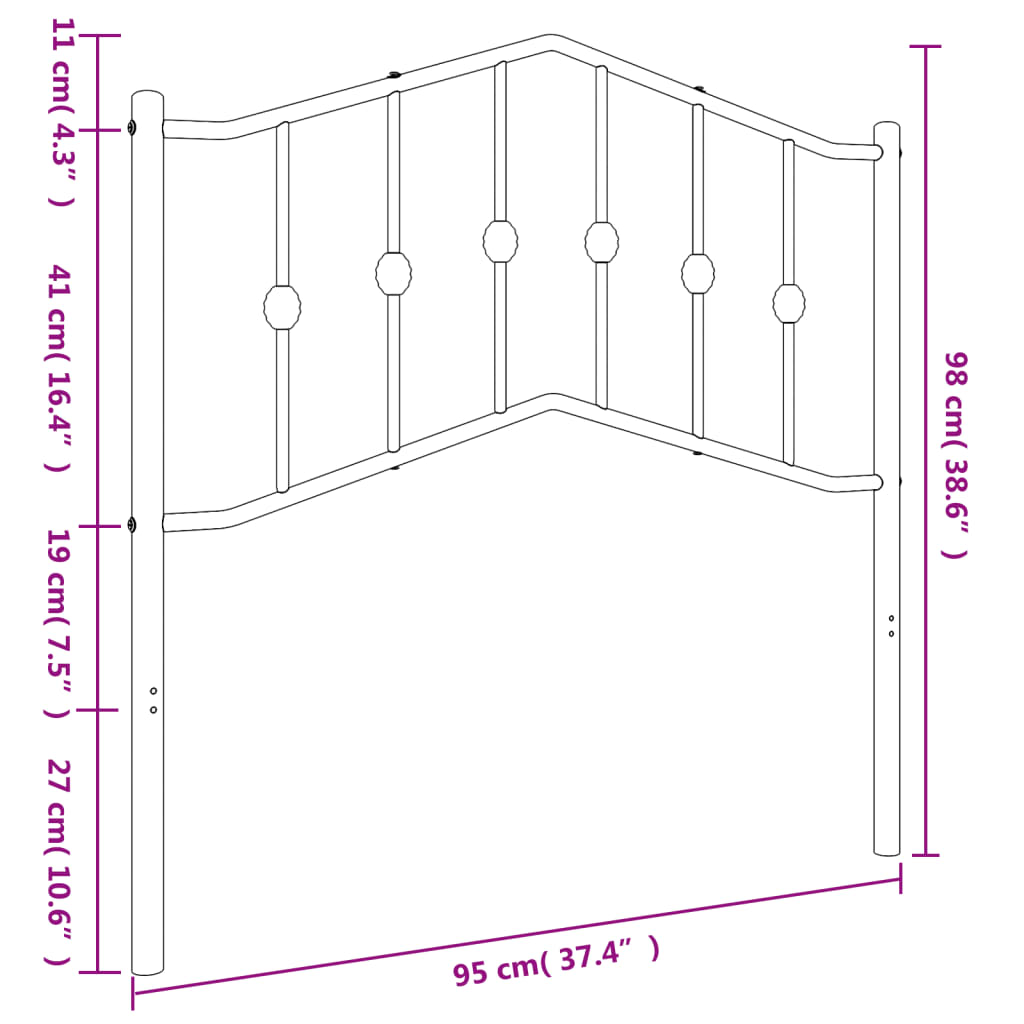 Metal Replace Headboard Black 90 cm