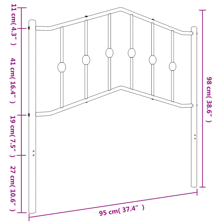 Metal Replace Headboard Black 90 cm