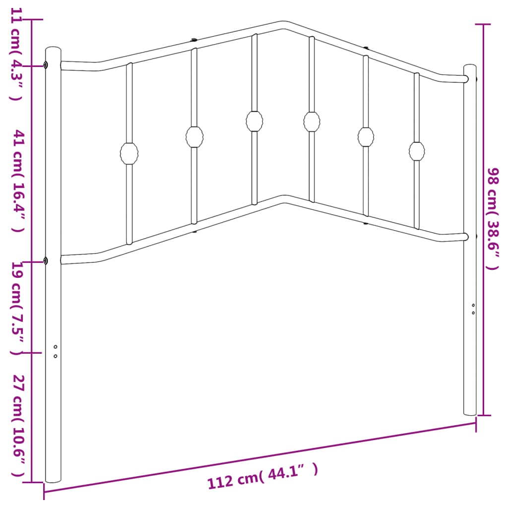 Metal Replace Headboard Black 107 cm