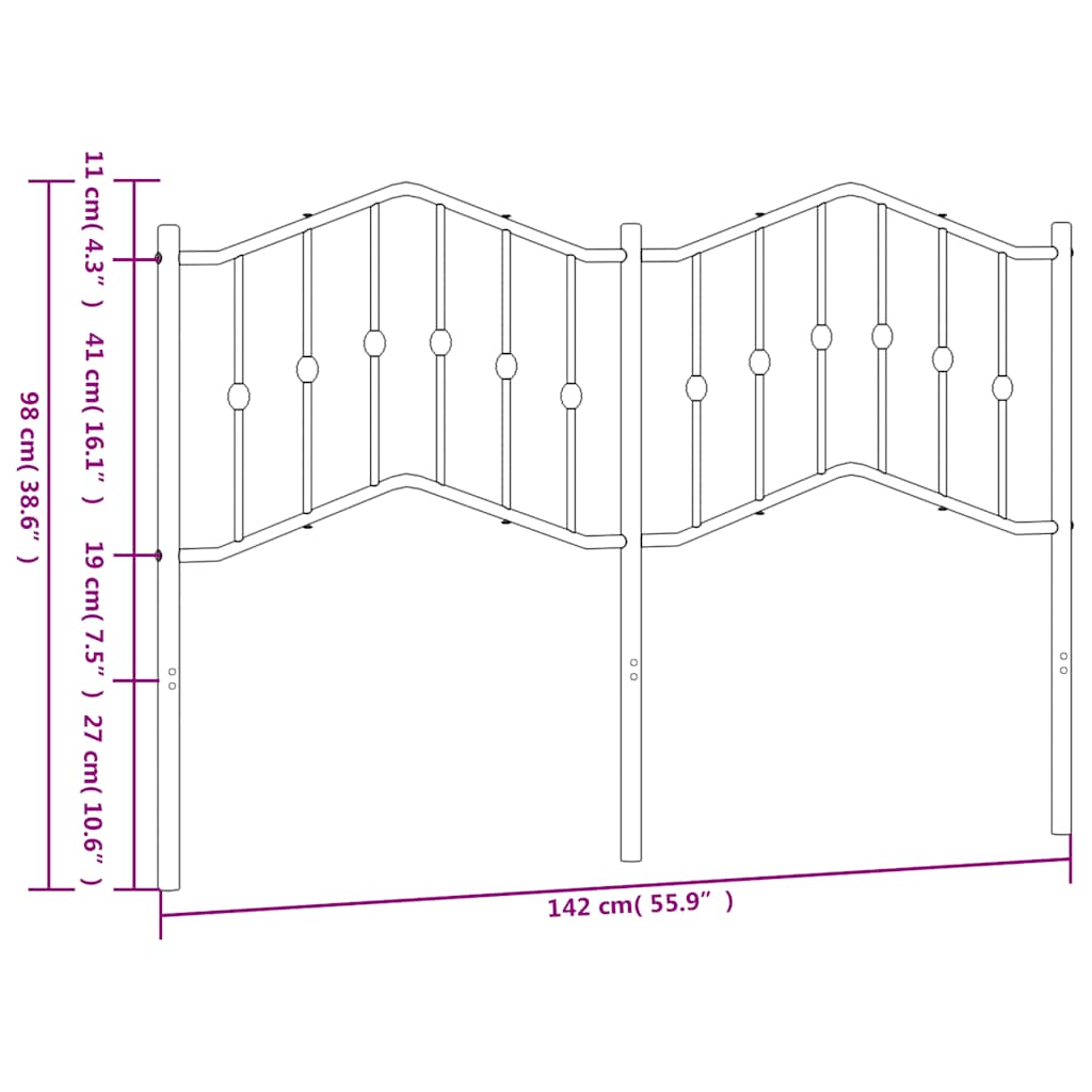 Metal Replace Headboard Black 135 cm