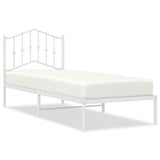 Metal Bed Frame without Mattress with Headboard White 90x190 cm - Front View