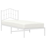Metal Bed Frame without Mattress with Headboard White 90x190 cm