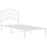 Metal Bed Frame without Mattress with Headboard White 90x190 cm - Top-Down View