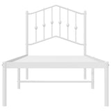 Metal Bed Frame without Mattress with Headboard White 90x190 cm