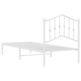 Metal Bed Frame without Mattress with Headboard White 90x190 cm - Close-Up Angle