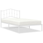 Metal Bed Frame without Mattress with Headboard White 107x203 cm King Single