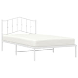 Metal Bed Frame without Mattress with Headboard White 107x203 cm King Single - Side View