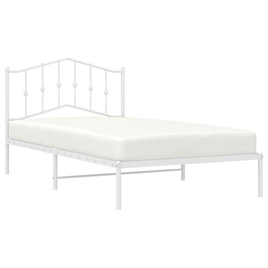 Metal Bed Frame without Mattress with Headboard White 107x203 cm King Single