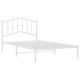 Metal Bed Frame without Mattress with Headboard White 107x203 cm King Single