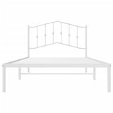 Metal Bed Frame without Mattress with Headboard White 107x203 cm King Single - 45-Degree Angle
