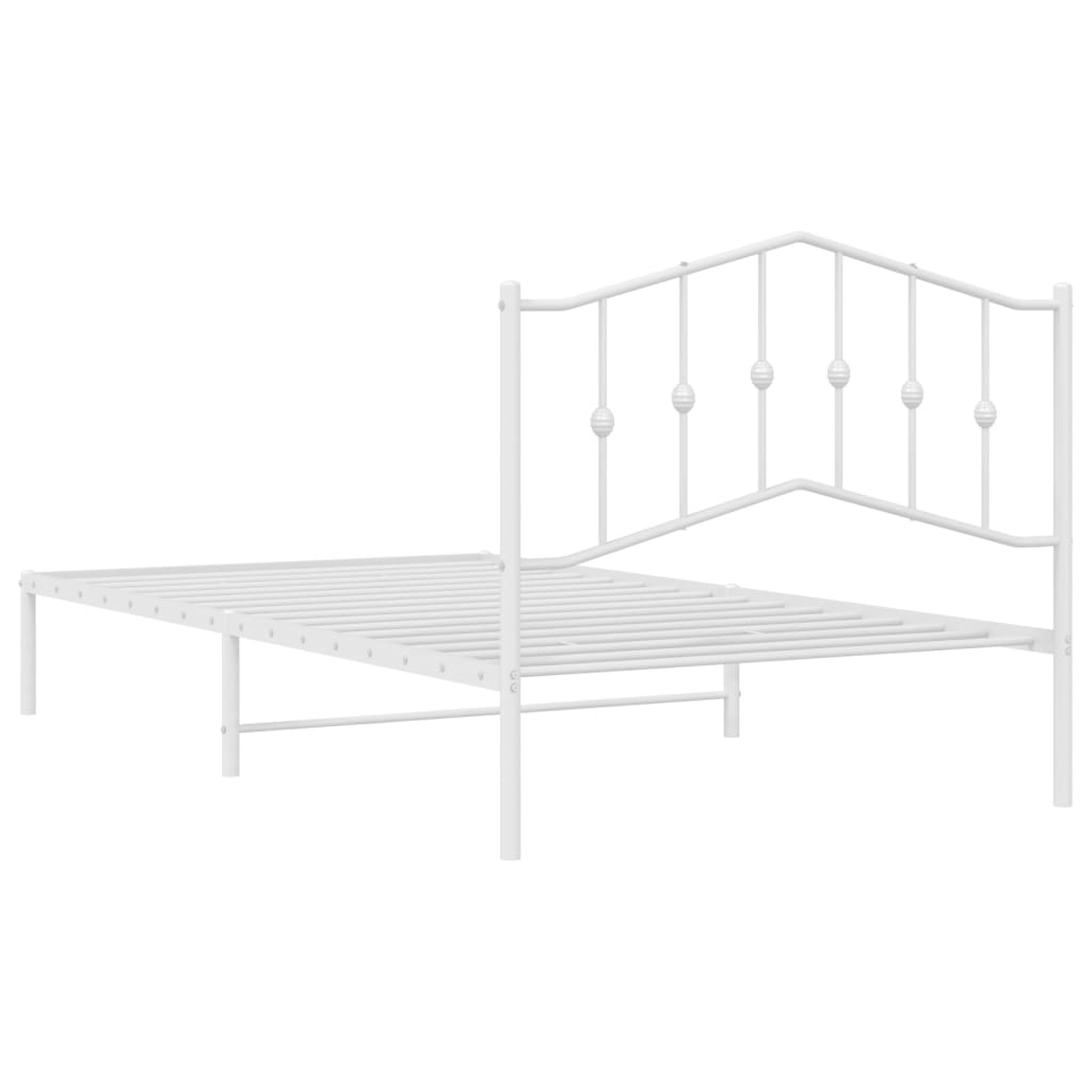 Metal Bed Frame without Mattress with Headboard White 107x203 cm King Single