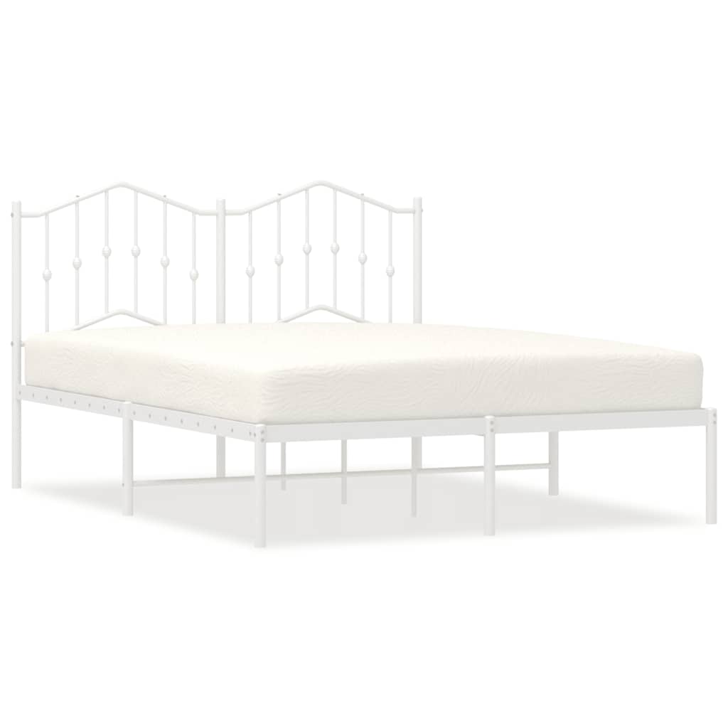 Metal Bed Frame without Mattress with Headboard White 135x190 cm