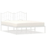 Metal Bed Frame without Mattress with Headboard White 135x190 cm - Front View