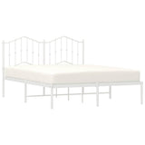 Metal Bed Frame without Mattress with Headboard White 135x190 cm