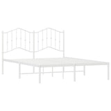 Metal Bed Frame without Mattress with Headboard White 135x190 cm