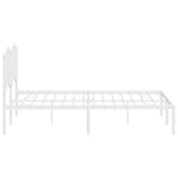 Metal Bed Frame without Mattress with Headboard White 135x190 cm - Close-Up Angle