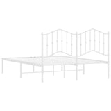 Metal Bed Frame without Mattress with Headboard White 135x190 cm - Low Angle