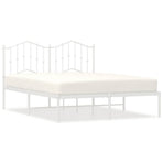 Metal Bed Frame without Mattress with Headboard White 150x200 cm