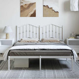 Metal Bed Frame without Mattress with Headboard White 150x200 cm - Side View