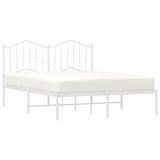 Metal Bed Frame without Mattress with Headboard White 150x200 cm - Top-Down View