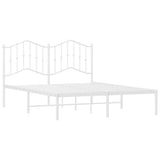 Metal Bed Frame without Mattress with Headboard White 150x200 cm - 45-Degree Angle