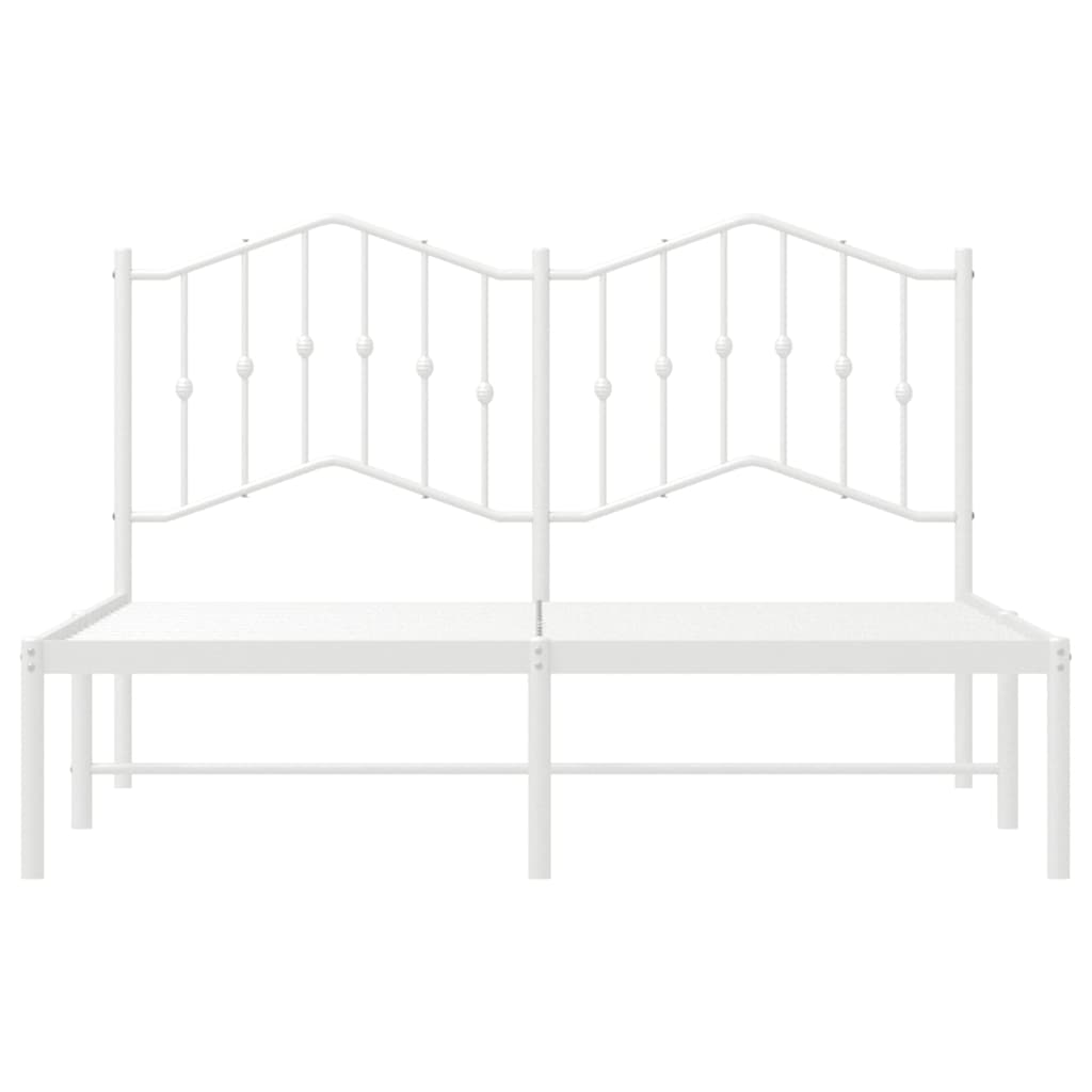 Metal Bed Frame without Mattress with Headboard White 150x200 cm