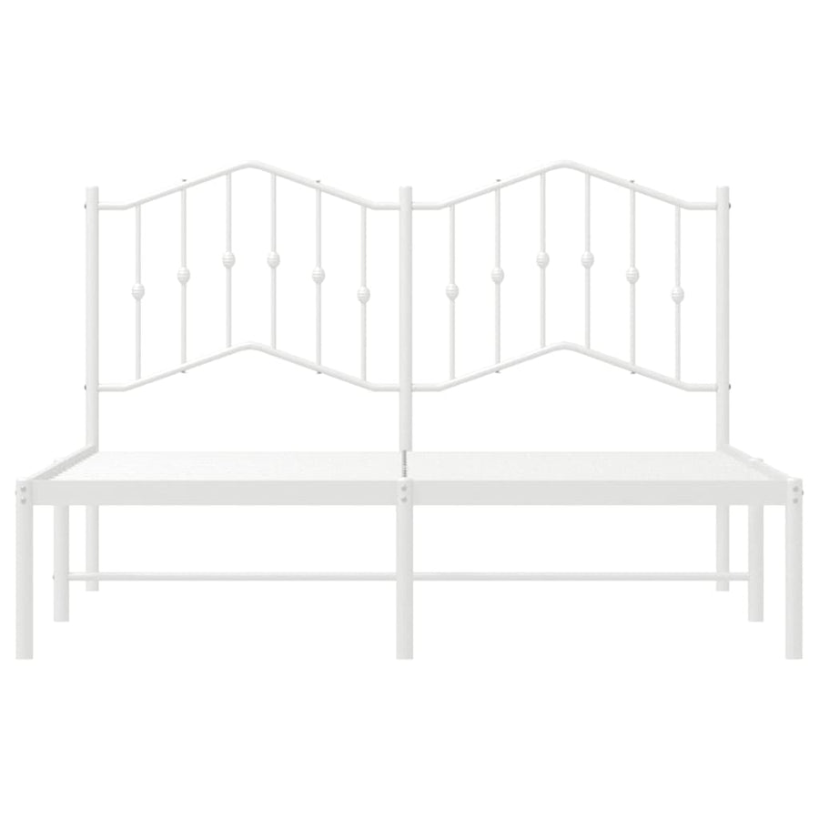 Metal Bed Frame without Mattress with Headboard White 150x200 cm