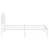 Metal Bed Frame without Mattress with Headboard White 150x200 cm - Close-Up Angle