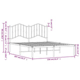 Metal Bed Frame without Mattress with Headboard White 150x200 cm - Extra Image