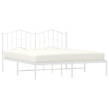 Metal Bed Frame without Mattress with Headboard White 183x203 cm King - Side View