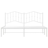 Metal Bed Frame without Mattress with Headboard White 183x203 cm King