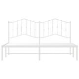 Metal Bed Frame without Mattress with Headboard White 183x203 cm King - 45-Degree Angle