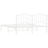 Metal Bed Frame without Mattress with Headboard White 183x203 cm King - Close-Up Angle