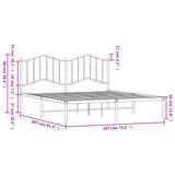 Metal Bed Frame without Mattress with Headboard White 183x203 cm King