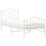 Metal Bed Frame without Mattress with Footboard White 90x190 cm