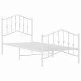 Metal Bed Frame without Mattress with Footboard White 90x190 cm
