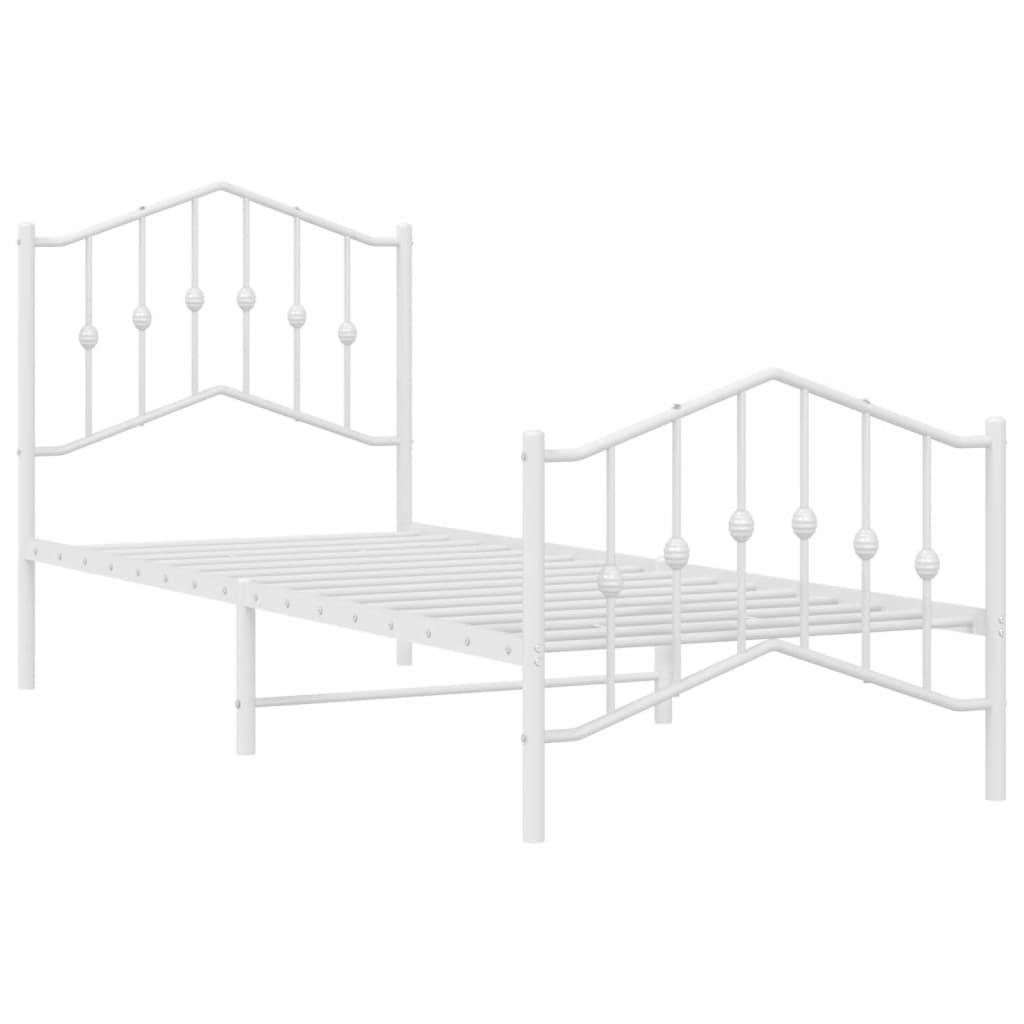 Metal Bed Frame without Mattress with Footboard White 90x190 cm