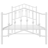 Metal Bed Frame without Mattress with Footboard White 90x190 cm