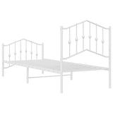 Metal Bed Frame without Mattress with Footboard White 90x190 cm