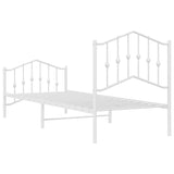 Metal Bed Frame without Mattress with Footboard White 90x190 cm - Close-Up Angle