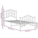 Metal Bed Frame without Mattress with Footboard White 90x190 cm