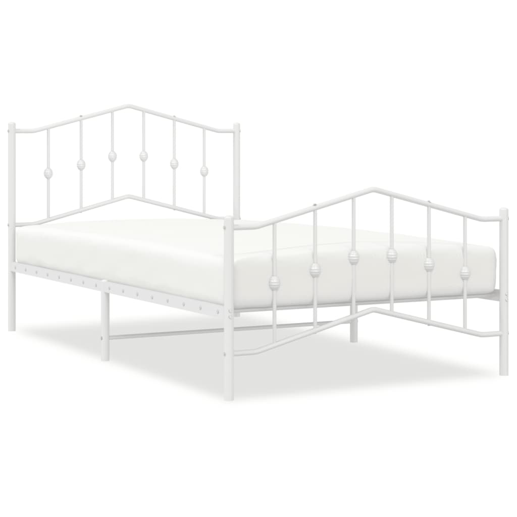 Metal Bed Frame without Mattress with Footboard White 107x203 cm King Single